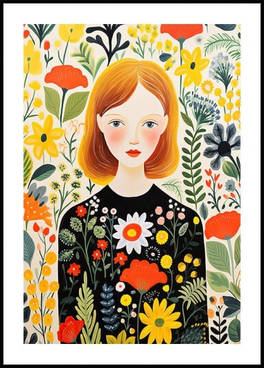 Girl with Flowers Plakat Plakat / 21x30cm