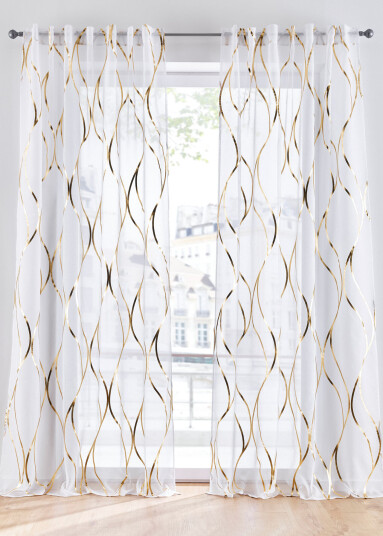bonprix Transparent gardin med glanstrykk (1-pack) 1 (H/B: 145/140 cm),2 (H/B: 175/140 cm),3 (H/B: 225/140 cm),4 (H/B: 245/140 cm) hvit