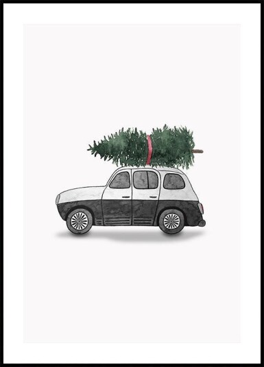 Poster 60x90 Juniqe  0002 Weihnachtsauto Schwarz Poster Plakat / 70x100cm