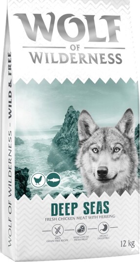 Wolf Of Wilderness Tørrfôr Adult Deep Seas Sild Kornfri Ny Oppskrift 12 kg