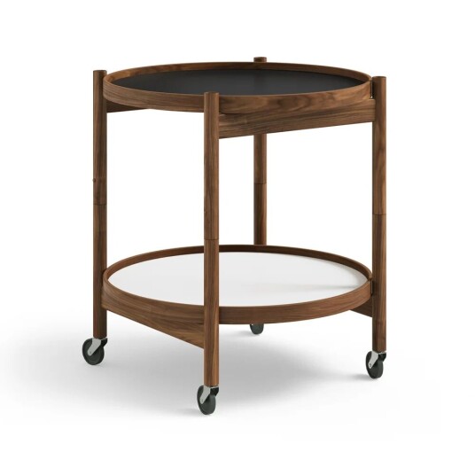 Brdr. Krüger Bølling Tray Table model 50 rullebord base, oljet valnøttstativ