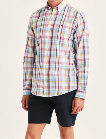 Morris Linen Preppy Check Shirt Classic Fit Multi/patterned S Morris Linen Preppy Check Shirt Classic Fit Multi/patterned S