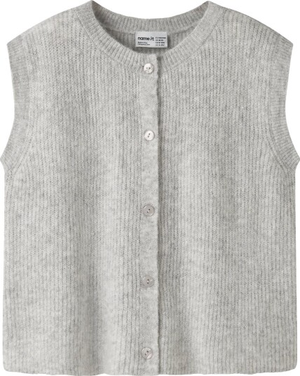 Name It Vest Strikk NkfOanja Grey Melange Name It 6 år (116) Vest Grå