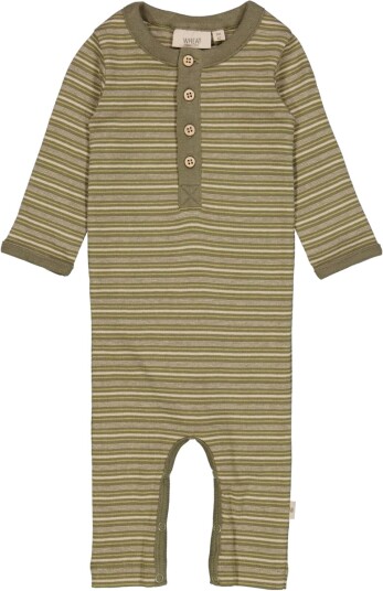 Wheat Jumpsuit Eigil Heather Green Stripe (74 / 9 mnd)