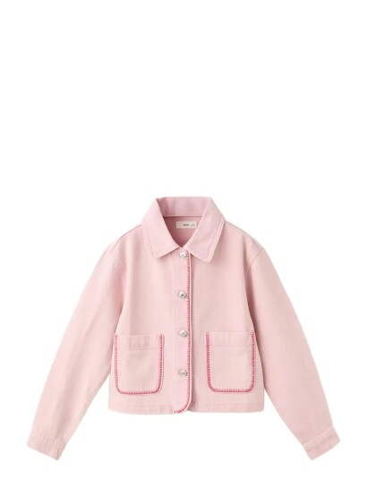 Mango Denim Jacket With Embroidered Details Pink 116 Mango Denim Jacket With Embroidered Details Pink 116