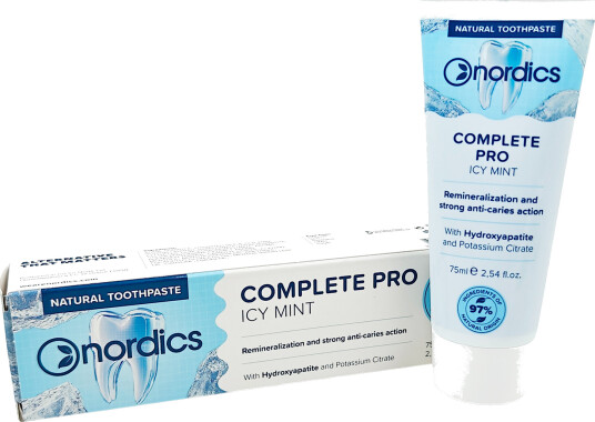 Naturlig Hydroxyapatite Tannpasta NORDICS Complete Pro Icy Mint 75 ml.