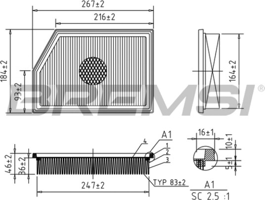 Luftfilter BREMSI FA1086 Luftfilter BREMSI FA1086
