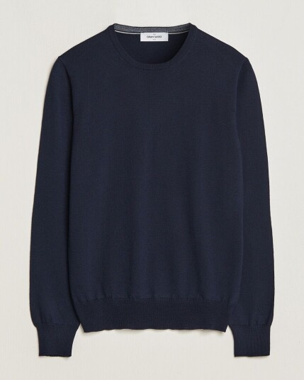 Gran Sasso Merino Fashion Fit Crew Neck Pullover Navy Gran Sasso Merino Fashion Fit Crew Neck Pullover Navy