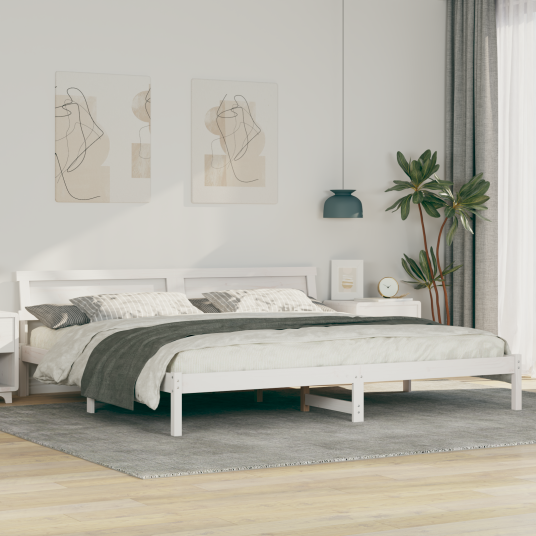  Sengestamme Hvit 200 cm x 200 cm Metall og Tre