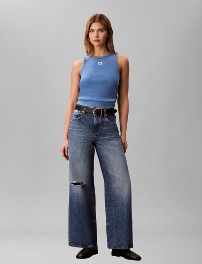 Calvin Klein Jeans Sl Woven Label Tank Washed Blue M