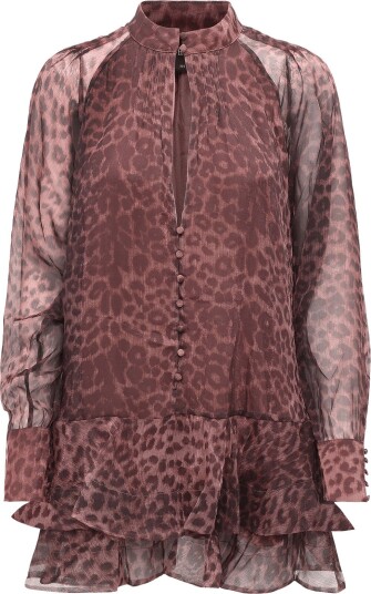 Bardot Adrie Babydoll Mini Dress   Brown   40