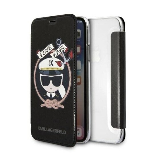 Karl Lagerfeld Mobildeksel for iPhone X/Xs med Glitter - Svart