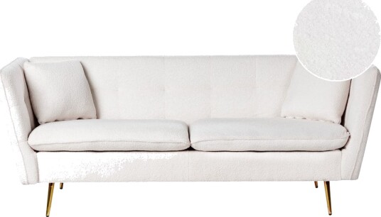 3 seters sofa Frederica Hvit gull/Bouclé