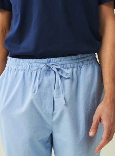 Lexington Icons Ken Cotton Light Oxford pyjamasbukser i bomull Blå Lexington Icons Ken Cotton Light Oxford pyjamasbukser i bomull Blå