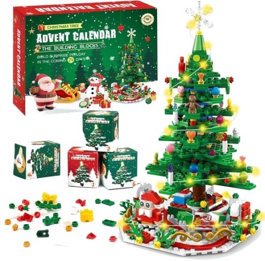 2026 Adventskalender 24 i 1 Nedtellingsklosser en julegave til voksne gutter og jenter. Juletre Byggeleke for Barn