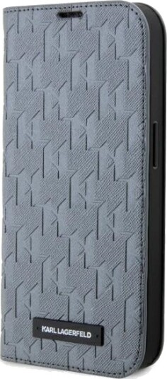 Karl Lagerfeld iPhone 14 Pro Bookcase Saffiano Monogram Sølv 6,1"