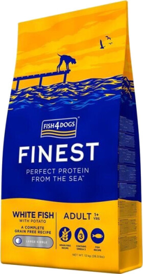 Fish4Dogs Finest Hundemat med Hvit Fisk 6 kg Store Biter