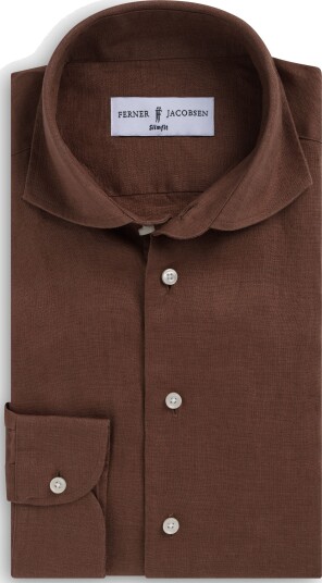 Ferner Jacobsen Slim linen shirt S brun herre
