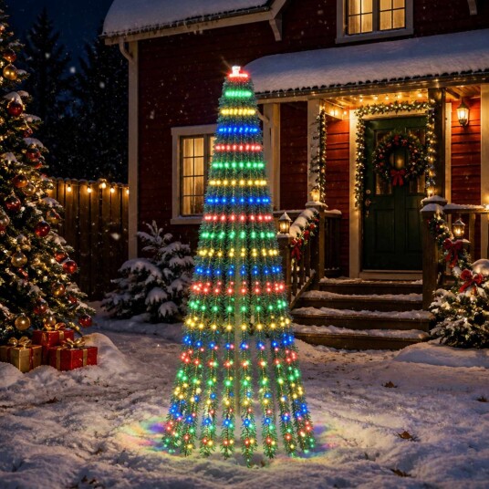 vidaXL LED juletre 220 cm 460 LED-lys Flerfarget Stål Grønn