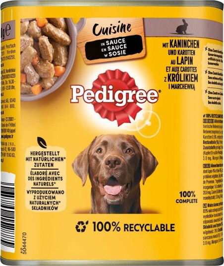 Pedigree Våtfôr Classic Kanin & Gulrøtter I Saus 12 X 800 G