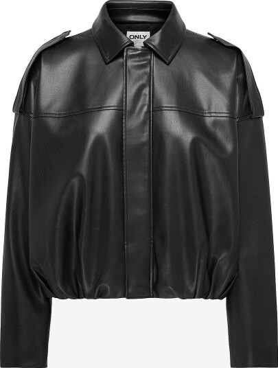 ONLY Onlmoon Neli L/S Faux Leather Bomber Pnt   Black   M