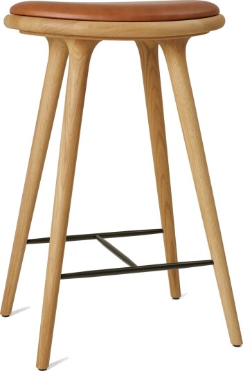 Mater Høy Barkrakk Oljet Eik/ Valnøtt Lær 69 cm Mater Høy Barkrakk Oljet Eik/ Valnøtt Lær 69 cm