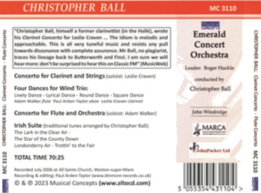 Christopher Ball: Clarinet Concerto/Flute Concerto/... CD