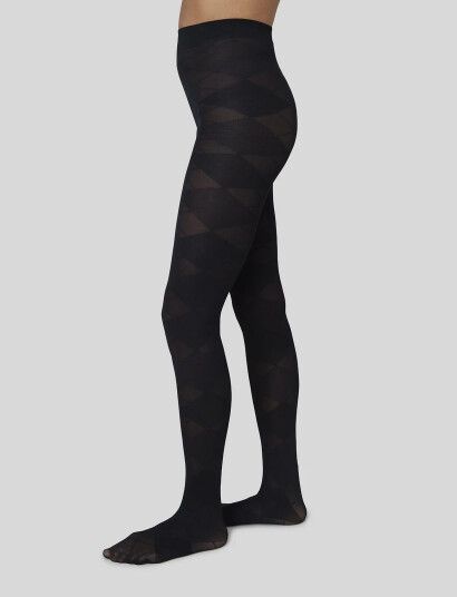 Swedish Stockings Rebecka Argyle Tights - Black - L