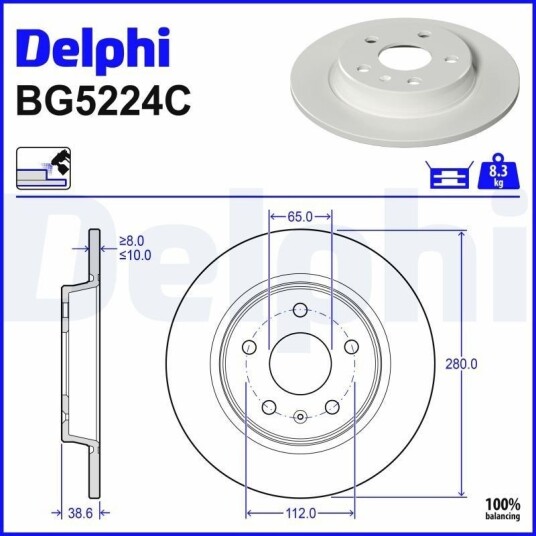 DELPHI BG5224C Bremseskive DELPHI BG5224C Bremseskive