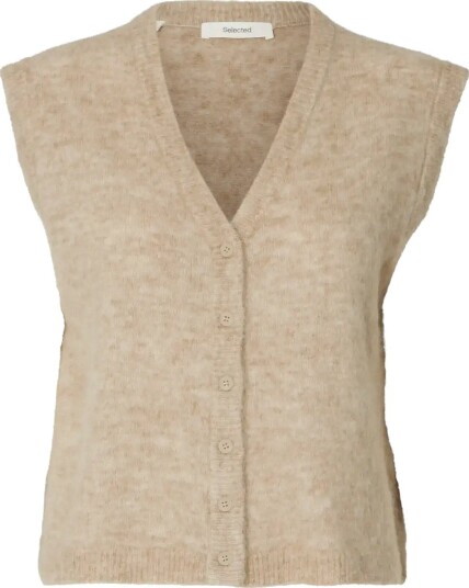 Selected Slwlulu Brushed V Neck Vest Noos ISLAND FOSSIL XL