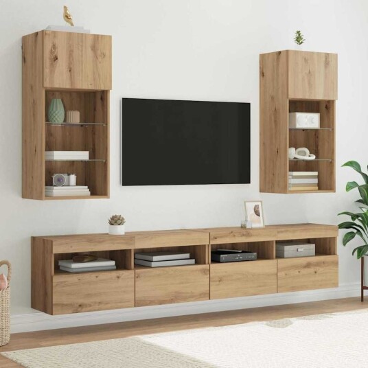  Vegghengte TV skap 2 pcs Artisan Eik 40,5 x 30 x 90 cm