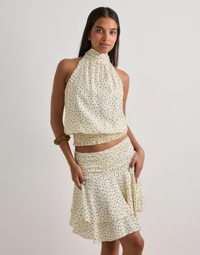 Neo Noir Hvit Janie Mini Dot Skirt