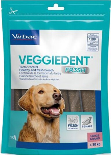 Virbac VEGGIEDENT Fresh L Tannpleiesnacks for Store Hunder 30x35g 30kg+