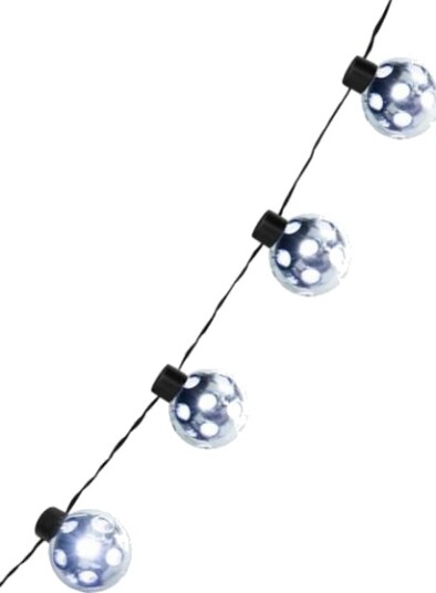Batteridrevet Lyslenke med Sølvfargede Discokuler 140 cm