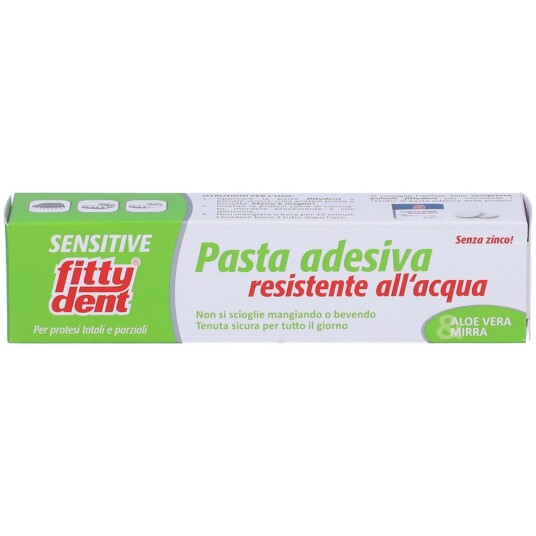 FITTYDENT Sensitive Vannresistent proteselim med Aloe Vera & Myrra 40g FITTYDENT Sensitive Vannresistent proteselim med Aloe Vera & Myrra 40g