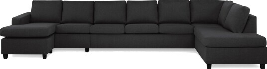 Crazy 6 seters Høyrevendt U formet XX Large Sofa med Divan og Sjeselong i Stoff Antrasitt