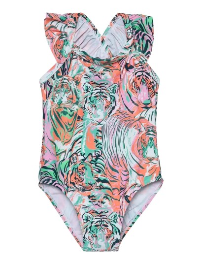 Color Kids Swimsuit W. Frills Aop Multi/patterned 98 Color Kids Swimsuit W. Frills Aop Multi/patterned 98