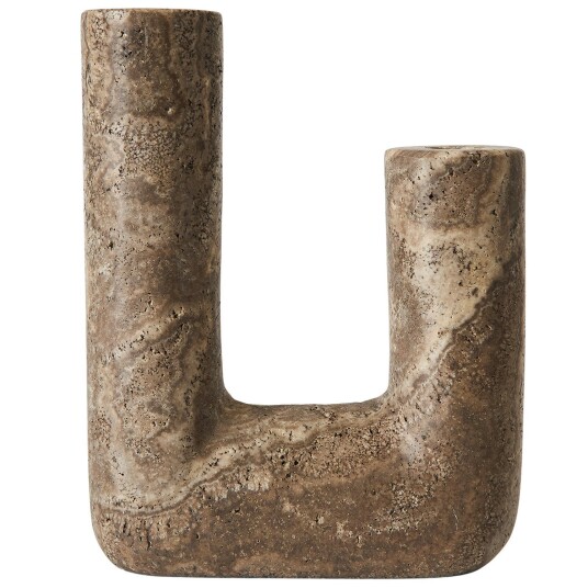 Muubs Minerva Lysestake Travertin 20 cm Brunt