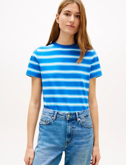 Tommy Hilfiger Th Script Reg C Nk Ss Tee Blue XS