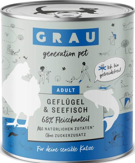 Grau Våtfôr Kornfri Gourmetgryte Fjørfe Og Sjøfisk 12 X 800 G