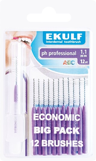 Ekulf PH Professional Mellomromstannbørste 1,1mm  1,1 mm  12 Stk