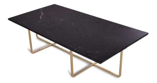 Ox Denmarq Ninety salongbord rektangulært marmor marquina, messingstativ