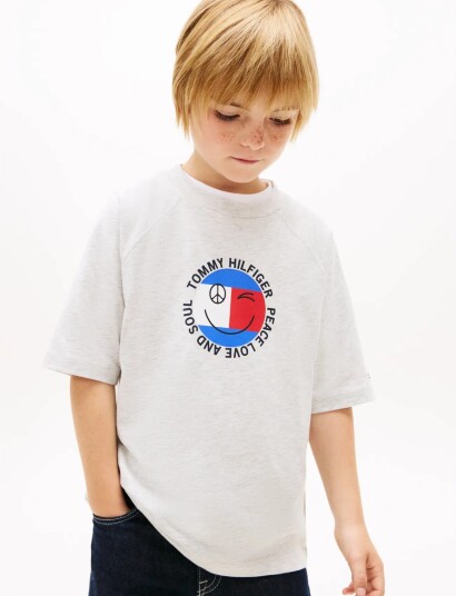 Tommy Hilfiger Fun Flag Graphic T Shirt Grey 152 Tommy Hilfiger Fun Flag Graphic T Shirt Grey 152