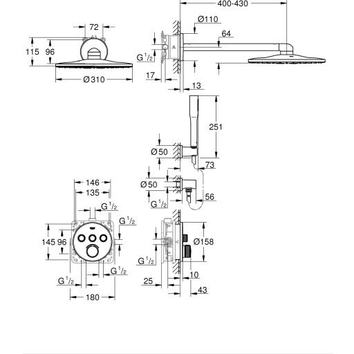 GROHE SMARTCONTROL PERFECT 310 DUSJPAKKE KROM