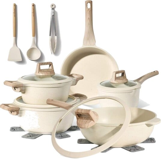 Granitt kokekarsett 14 deler non stick induksjonssikker