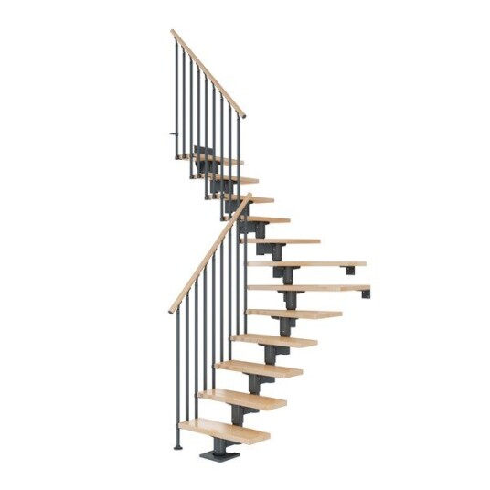 Dolle Cork Bøk L trapp Antracit Classic III Gelender 12T
