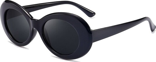 Black Big Round Retro solbriller Black Glass + Senile String
