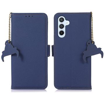 Samsung Galaxy A15 Lommebok-deksel i Lær med RFID Blå