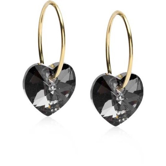 Blomdahl Golden Titanium Ear Ring 14 mm Heart 10 mm Rainbow Black Di