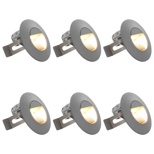 Utendørs LED vegglamper 6 stk 2 W sølv rund